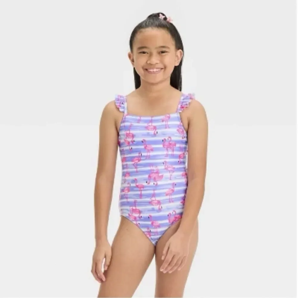 Cat & Jack Purple One Piece Swimsuit with Wide Straps
